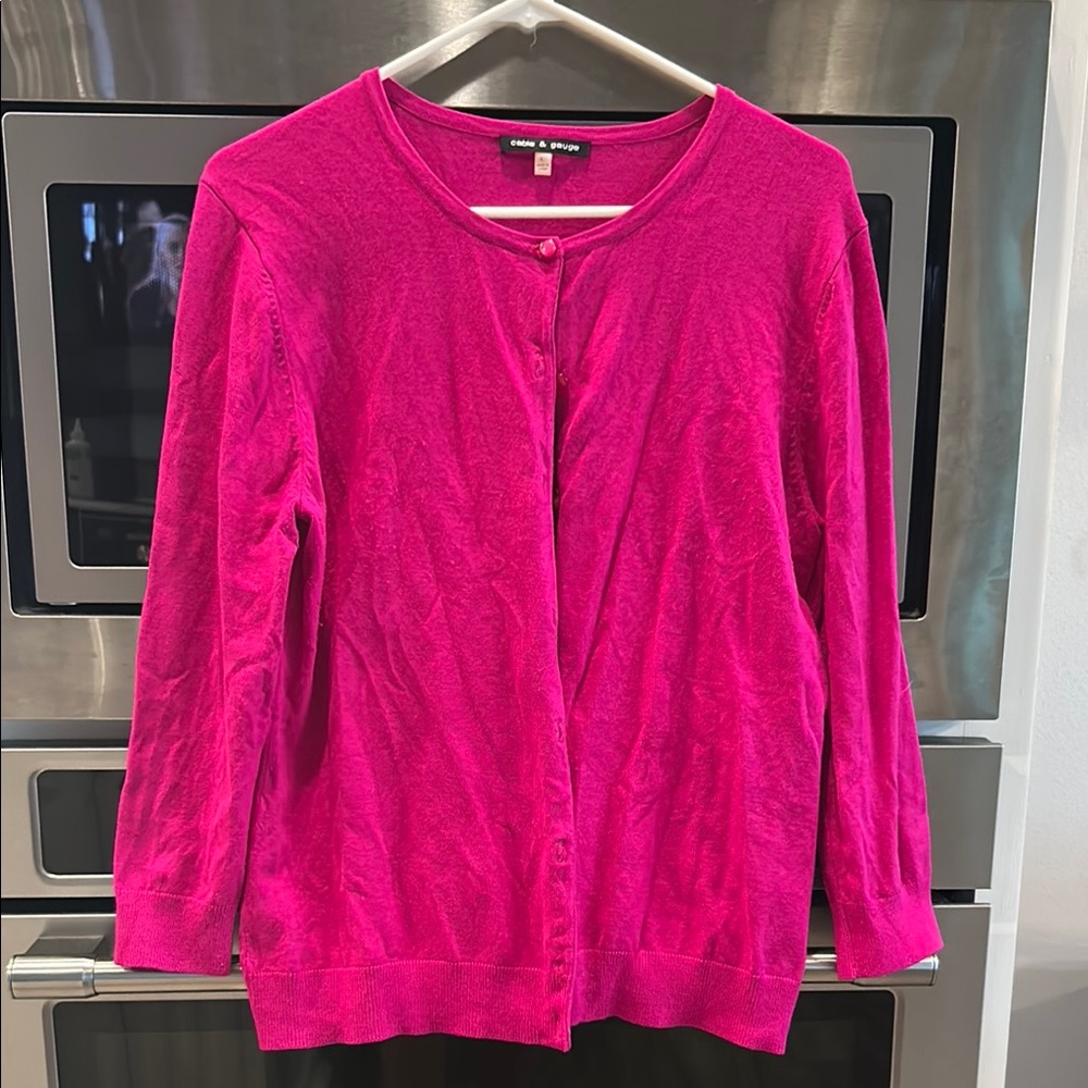 Cable & Gauge Fuchsia Cardigan
